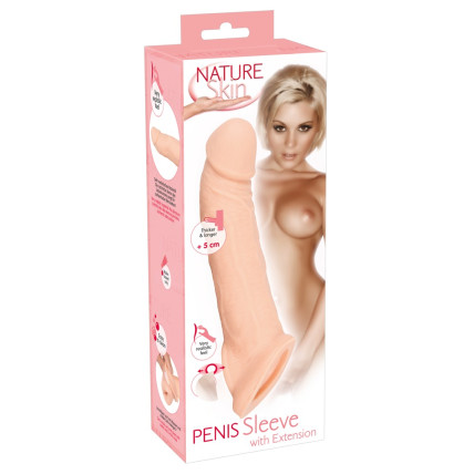 Насадка на член - Nature Skin Penis Sleeve With Extension Насадка на член - Nature Skin Penis Sleeve With Extension