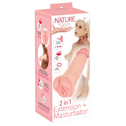 Насадка+мастурбатор - Nature Skin 2in1 Extension+Mas Насадка+мастурбатор - Nature Skin 2in1 Extension+Mas