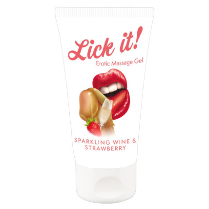 Масажний гель Lick It! Sparkling Wine and Strawberry, 50 мл Масажний гель Lick It! Sparkling Wine and Strawberry, 50 мл