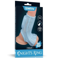 Насадка на член - Vibrating Ridge Knights Ring With Scrotum Sleeve Blue Насадка на член - Vibrating Ridge Knights Ring With Scrotum Sleeve Blue