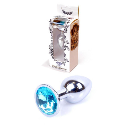 Анальна пробка - Jewellery Silver Plug Light Blue Анальна пробка - Jewellery Silver Plug Light Blue