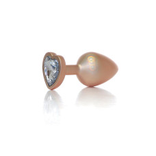 Анальна пробка - Jewellery Pearl Gold Heart Plug Clear L