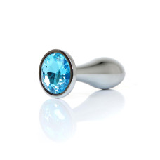 Анальна пробка - Jewellery Silver Plug Light Blue L Анальна пробка - Jewellery Silver Plug Light Blue L