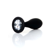 Анальна пробка - Jewellery Silicone Black Plug M Clear Анальна пробка - Jewellery Silicone Black Plug M Clear