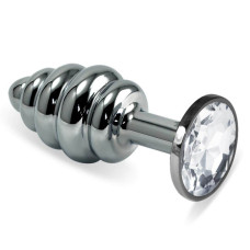 Анальна пробка - Heavy Metal Anal Plug Silver Rosebud Spiral Clear Анальна пробка - Heavy Metal Anal Plug Silver Rosebud Spiral Clear