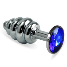 Анальна пробка - Heavy Metal Anal Plug Silver Rosebud Spiral Darkblue Анальна пробка - Heavy Metal Anal Plug Silver Rosebud Spiral Darkblue