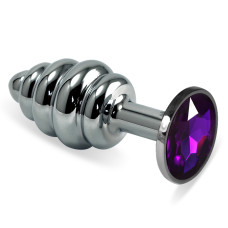 Анальна пробка - Heavy Metal Anal Plug Silver Rosebud Spiral Purple Анальна пробка - Heavy Metal Anal Plug Silver Rosebud Spiral Purple
