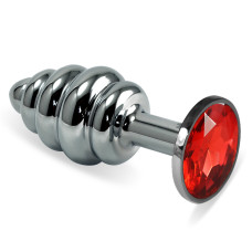 Анальна пробка - Heavy Metal Anal Plug Silver Rosebud Spiral Red Анальна пробка - Heavy Metal Anal Plug Silver Rosebud Spiral Red