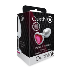 Анальна пробка - Ouch! Metal Butt Plug Small Silver/Rubellite Pink Анальна пробка - Ouch! Metal Butt Plug Small Silver/Rubellite Pink