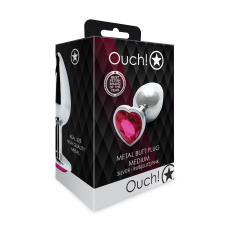 Анальна пробка - Ouch! Metal Butt Plug Medium Silver/Rubellite Pink Анальна пробка - Ouch! Metal Butt Plug Medium Silver/Rubellite Pink