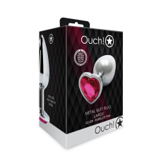 Анальна пробка - Ouch! Metal Butt Plug Large Silver/Rubellite Pink Анальна пробка - Ouch! Metal Butt Plug Large Silver/Rubellite Pink