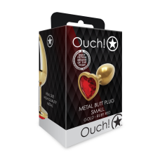 Анальна пробка - Ouch! Metal Butt Plug Small Gold/Ruby Red Анальна пробка - Ouch! Metal Butt Plug Small Gold/Ruby Red