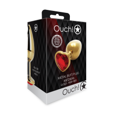 Анальна пробка - Ouch! Metal Butt Plug Medium Gold/Ruby Red Анальна пробка - Ouch! Metal Butt Plug Medium Gold/Ruby Red