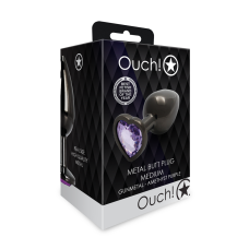 Анальна пробка - Ouch! Metal Butt Plug Medium Gunmetal/Amethyst Purple Анальна пробка - Ouch! Metal Butt Plug Medium Gunmetal/Amethyst Purple