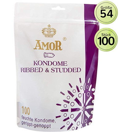 Презервативи - Amor Ribbed & Studded, 100 шт. Презервативи - Amor Ribbed & Studded, 100 шт.