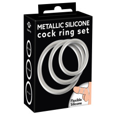 Набір ерекційних кілець - Metallic Silicone Cock Ring Set Набір ерекційних кілець - Metallic Silicone Cock Ring Set