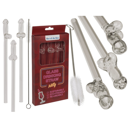 Скляні трубочки Glass Drinking Straw Willy (в наборі 3 трубочки та щіточка) Скляні трубочки Glass Drinking Straw Willy (в наборі 3 трубочки та щіточка)