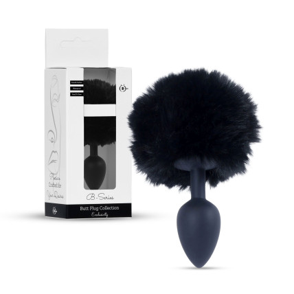 Анальна пробка - Jewellery Silicon PLUG Bunny Tail Black Анальна пробка - Jewellery Silicon PLUG Bunny Tail Black