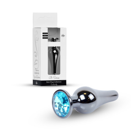 Анальна пробка - Jewellery Dark Silver Butt Plug Light Blue