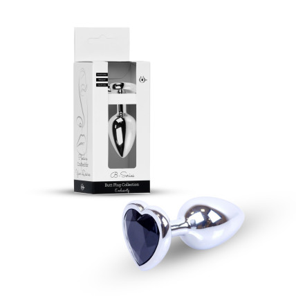 Анальна пробка - Jewellery Silver Heart Plug Black Анальна пробка - Jewellery Silver Heart Plug Black