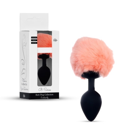 Анальна пробка - Bunny Tail Silicone Black Plug Peach Анальна пробка - Bunny Tail Silicone Black Plug Peach