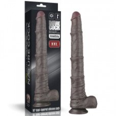 Фалоімітатор - Dual Layered Bendable Silicone Cock XXL 16'' Black