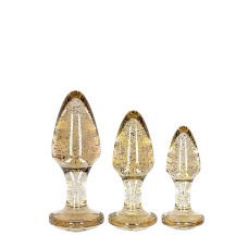 Набір анальних пробок - Ouch! Acrylic Golden Glitter Butt Plug Set Набір анальних пробок - Ouch! Acrylic Golden Glitter Butt Plug Set